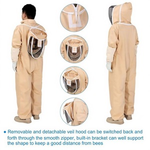 Chinabees, herramienta de <span class=keywords><strong>apicultura</strong></span> de una pieza, traje antiabeja de cuerpo completo de algodón de poliéster marrón <span class=keywords><strong>para</strong></span> apicultores, ropa de seguridad - Product Image 6
