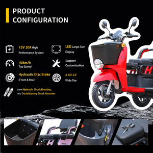 Tricycle Électrique Élégant en Acier avec Panier Avant et Siège, Batterie Plomb-Acide >60V, Longue Autonomie, 2 Passagers, Certifié CEE, Carrosserie Ouverte, 351500W - Product Image 2