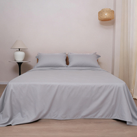 Ensemble de draps plats en coton satiné teint 300TC de luxe HFW, taille Queen personnalisée, pour hôtel et usage domestique