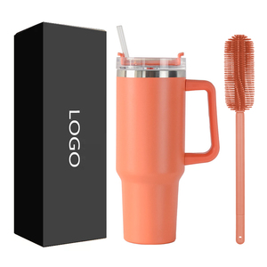 Gobelet de voyage isotherme en acier inoxydable à double paroi de 40 oz avec logo personnalisé, poignée, isolation thermique 24h, anti-fuite - Product Image 1