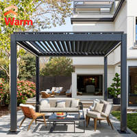 Auvent mural Pergola 3*3/ 3*4/ 4*4/ 4*6 Gazebo en alliage d'aluminium Pergola à revêtement par poudre Gazebo Pavillon de lumière LED personnalisé
