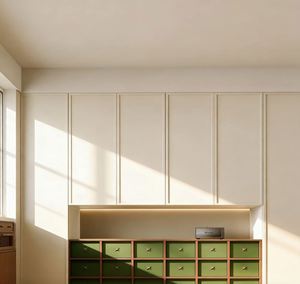 Armoire moderne sur mesure pour toute la maison |   Armoire encastrée beige + tiroirs verts |   Meubles de rangement de haute qualité pour chambre à coucher - Product Image 3