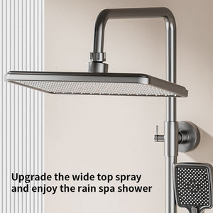 Polished Aluminium Gray <strong>Thermostatic</strong> <strong>Shower</strong> Faucet Set Digital Display Soft Rain Ceramic Hotels <strong>Tap</strong> for Apartment Jet Hot Cold - Product Image 5