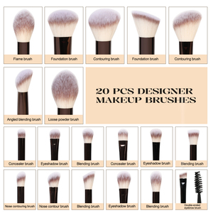 Juego de 20 <span class=keywords><strong>Brochas</strong></span> de Maquillaje Veganas de 3 Tonos con Mango de Aluminio y ABS, <span class=keywords><strong>Brochas</strong></span> de Maquillaje Sintéticas Profesionales Marrones - Product Image 5