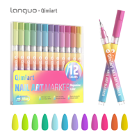 Ensemble de marqueurs pour nail art aux couleurs tendance, stylos graffiti néon fluorescents vifs en PET pour la création de designs de manucure estivaux