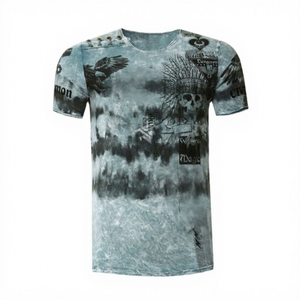 Camiseta de Hombre 100% Algodón, Lavada con Ácido, con Logotipo Personalizado, Diseño Impreso por Transferencia de Calor, 240 Gramos, Transpirable y de Secado Rápido - Product Image 1