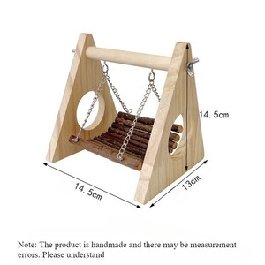 Columpio de Madera Natural para Hámster con Cadena y Plataforma Suspendida para Mascotas Pequeñas, Ejercicio y Decoración de Jaula - Product Image 4