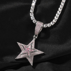 Nouveau collier pendentif étoile rotatif serti de diamants Hip Hop, accessoire de rue tendance - Product Image 5