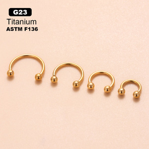 Anillo de Titanio G23/F136 con Incrustaciones de Zirconia, 16GX6/8/10/12MM, Forma de Herradura con Dientes Internos, para Piercing de Cartílago Nasal - Product Image 1