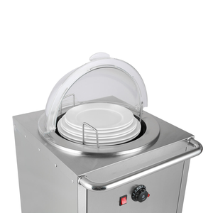 Carrito dispensador con placa calefactora de acero inoxidable de 12''/300mm, 2x50 platos, para hotel y restaurante - Product Image 3