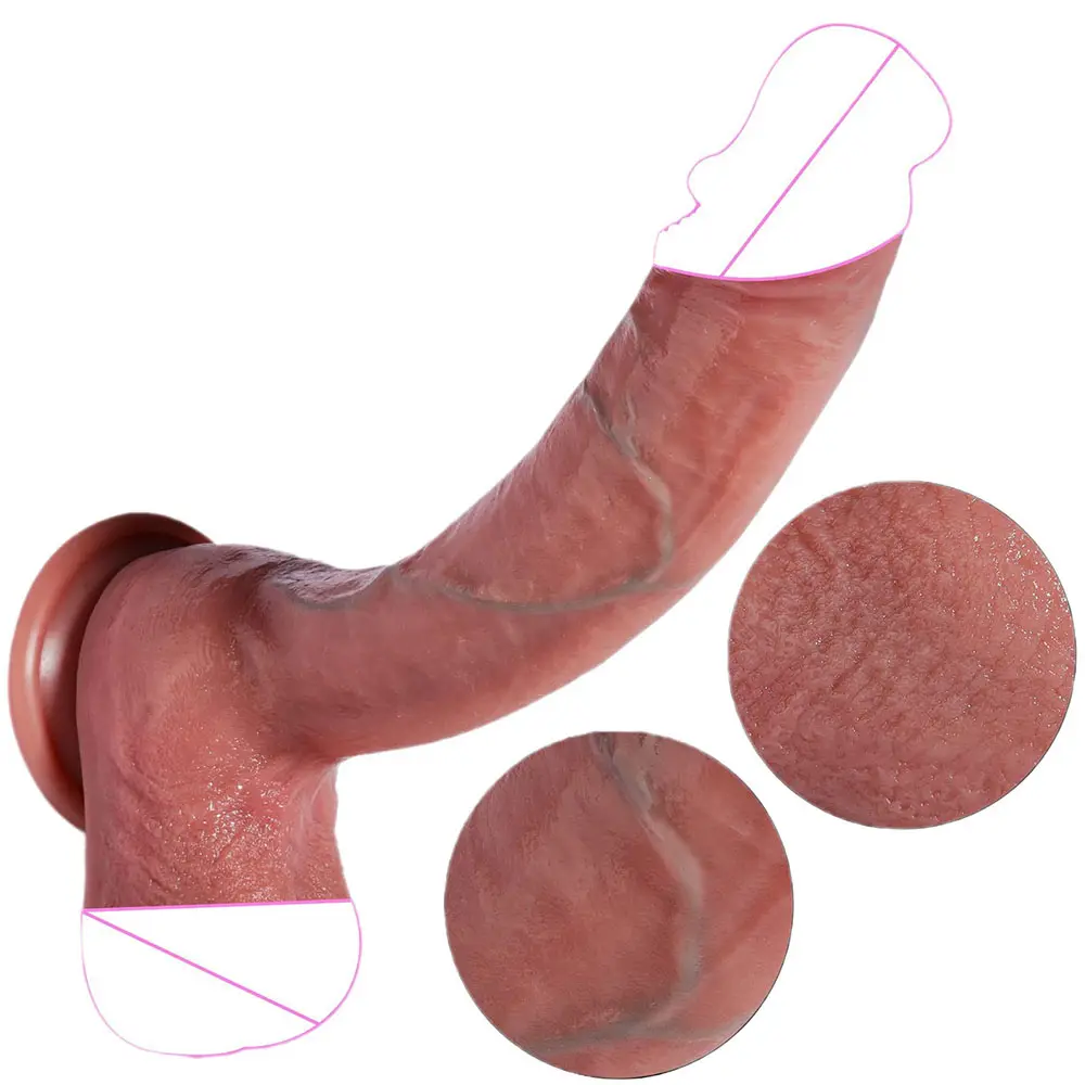 Neuheit 9 Zoll realistische schlanke Stoßkünstliche Dildo-Herstellung Dildo flüssiges Silikon-Gummi Sexspielzeug für Erwachsene Dildo für Damen