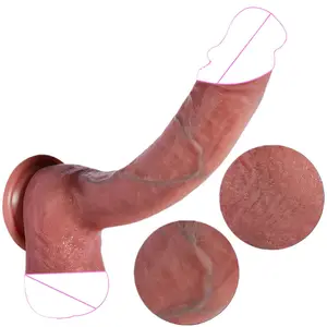 新奇9英寸逼真超薄推力人造假阳具制作假阳具液体硅橡胶成人女性性玩具假阳具
