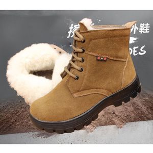 Botas de nieve de invierno para hombre Lan Yining, botas de trabajo impermeables, gruesas y cálidas, forradas de piel de oveja, para clima frío al aire libre - Product Image 5