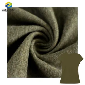 Fábrica 145gsm 100% algodón solo Jersey transpirable melange verde negruzco tejido de punto para ropa deportiva
