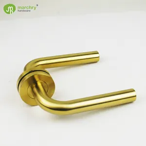 Stainless steel high quality Asian type customized single round tube satin gold door handle