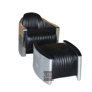 <span class=keywords><strong>Silla</strong></span> de Cuero Negro para Bañera de Aviador, Sofá de Cohete de Cuero Real, Remaches Industriales para Oficina en Casa o Dormitorio de Ocio - Product Image 6