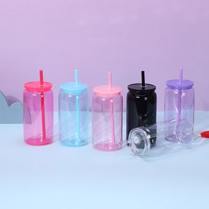 Custom Food Grade PP BPA FREE Transparent High-Temperature Resistant Office Color <b>Change</b> Plastic Tumbler Mug Cup With Straw - Product Image 2