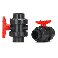 DIN Standard Noir Gris Manuel DN20 Vanne à boisseau sphérique en PVC Double True Union Qualité industrielle Vanne à boisseau sphérique 3/4 pouces UPVC