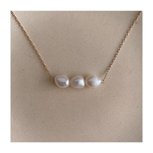 Elegante Collar de Perlas de Agua Dulce Barrocas con Baño de Oro de 14K, Estilo Simple, Exquisita Cadena para Clavícula - Product Image 5