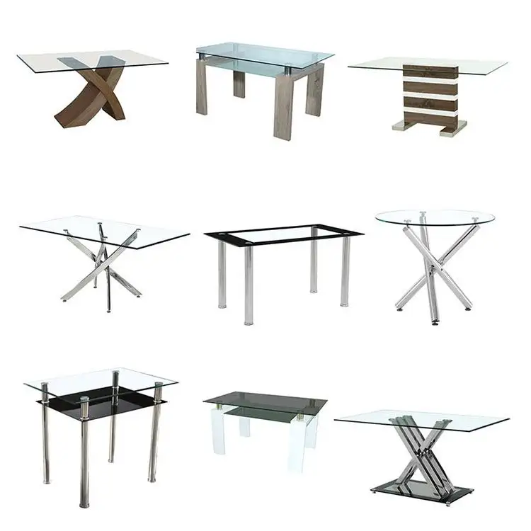 Mesa de café de diseño único y transparente, mesa de cristal de estilo contemporáneo, color negro, para sala de estar y comedor, nueva