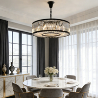 Luminaire suspendu rond en cristal pour intérieur, avec chaîne réglable pour grande pièce