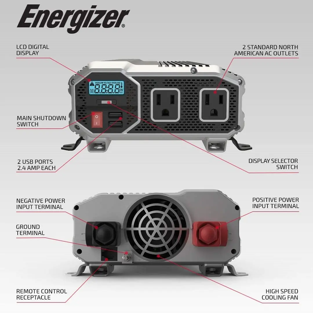 एनर्जाइज़र 1500W संशोधित साइन वेव पावर इन्वर्टर 12v 110v 220V कार पावर इन्वर्टर CE ETL प्रमाणित