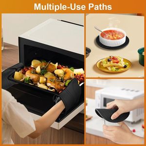 Maniques de cuisine en silicone à pois extra longues, résistantes à la chaleur supérieure, lavables au lave-vaisselle et imperméables - Product Image 3