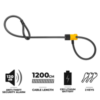 Antivol câble vélo avec alarme 120 dB, étanche IP67, en acier allié haute sécurité, certifié CE pour vélo, vélo électrique et trottinette