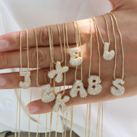 Mode Laiton Boîte Chaîne Lettres Collier Zircon Initiale Pendentif Mère Collier Femmes