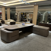 Ensemble de bureau et chaise de direction de luxe, durable, modulaire, moderne, en forme de L, en panneaux MDF, base en acier, mobilier commercial haut de gamme