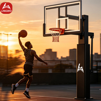 Support de panier de basket réglable en hauteur pour terrains extérieurs, panier de basket encastré 72*42 pouces (10 pieds) - Équipement Lingwo