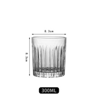 Gobelet en verre artisanal rayé minimaliste moderne 300-400 ml unisexe pour café, thé, jus, utilisation en bar