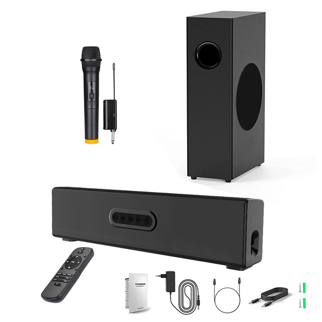 80W Soundbar with Subwoofer for TV Wired&Wireless BT V5.0 3D Stereo Soundbar Subwoofers Home Speaker Pluggable Microphone