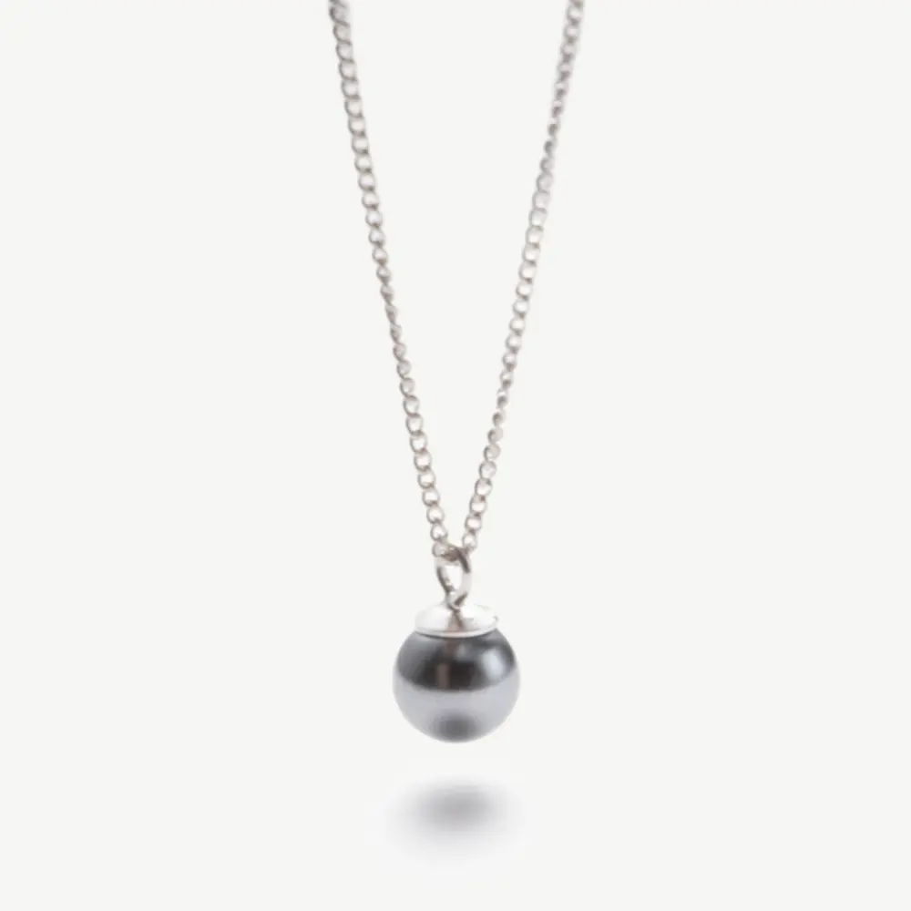 Крис апреля в наличии 925 стерлингового серебра специальный дизайн в виде ракушки имитация Черная жемчужина подвеска ожерелье с подвеской в виде звеньевая цепь