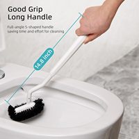 Brosses de nettoyage en profondeur CF, manche long incurvé pour 360° °   Ensemble de porte-brosse de toilette en plastique pour nettoyer les coins morts de la salle de bain