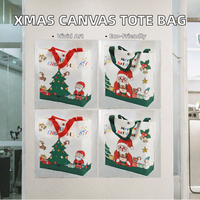 Sac fourre-tout en toile coloré avec motif de sapin de Noël du Père Noël, Joyeux Noël, réutilisable, recyclable, cadeaux de Noël, emballage textile