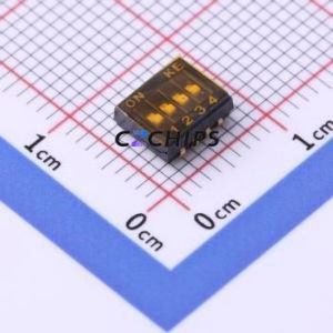 DSHP04TJGER DIP Switch SMD-8P,5.4x6.7mm Switch Single Pole Single Throw 4 1.27mm 25mA - Product Image 1