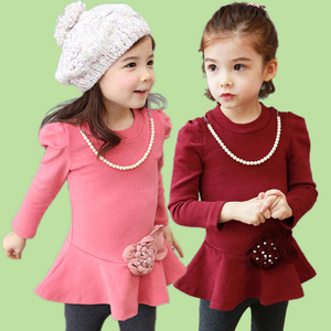 T-shirt long rouge à manches longues style coréen pour filles, vente en gros, fournisseur chinois - Product Image 1