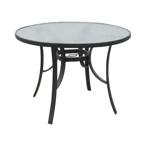 Teslin muebles 5 piezas negro Juego de Bistro de jardín al aire libre muebles de vidrio de mesa y sillas de respaldo alto