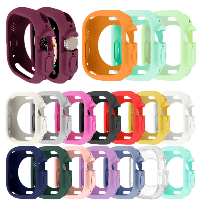 Soft Silicone Cover Bumper Scratch-Resistant Cover for Apple Watch Ultra 49mm Candy Color TPU Protective Case for Iwatch 49MM