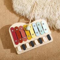Wholesale Custom Wooden Hand Piano Xylophone 2 in 1 Musical Instrument Toy for Toddlers Montessori Kindergarten Activity