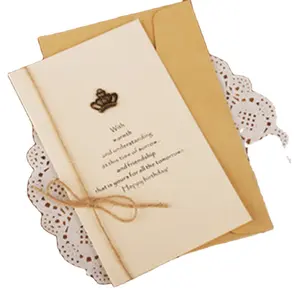 Color impreso papel saludo hoja de oro tarjeta doblada Tarjeta de agradecimiento para tarjeta de felicitación