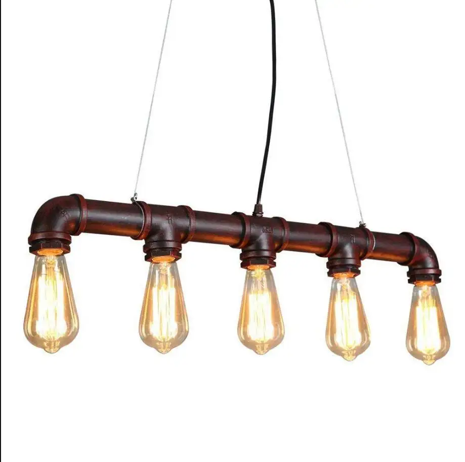 Lustre de bronze retrô estilo industrial americano, luminária pendente para cafeteria, restaurante e bar, tubo de água