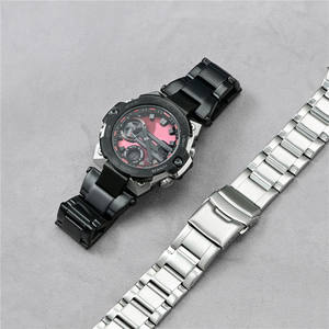 Bracelet de montre en acier inoxydable massif de 14 mm avec boucle déployante, extrémités convexes modifiées, pour <span class=keywords><strong>G</strong></span>-<span class=keywords><strong>Shock</strong></span> GST-B400 - Product Image 6