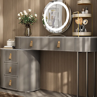 Coiffeuse professionnelle moderne en bois massif blanc avec miroir et 3 modes d'éclairage, pour chambre, appartement, hôtel