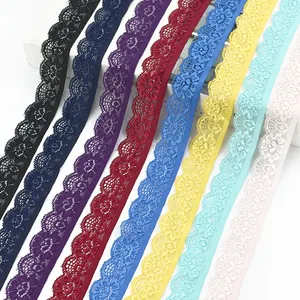 Meetee EB230 25mm Sewing Textile Accessories Costume Decoration Trimmed Nylon Yarn Knitted Elastic Lace Webbing