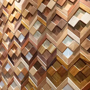 ठोस फ्लड लकड़ी के सजावटी दीवार सजावट पैनल 3 डी बनावट दीवार इंटीरियर या आउटडोर होटल के लिए दीवार पैनल