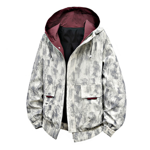 Chaqueta de talla grande personalizada con logo, estilo Hong Kong, para hombre, con capucha, teñido degradado, holgada, estilo informal, nueva colección primavera-otoño 2025 - Product Image 3