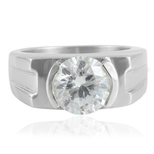 Women's Geometric <b>Titanium</b> Steel <b>Ring</b> With White Gemstone Bezel Setting Gift Jewelry 210116 - Product Image 1