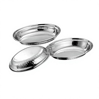 Vente en gros : Plateau de service ovale en acier inoxydable, assiette de table pour servir les plats, les collations, le curry, vaisselle de table, bols